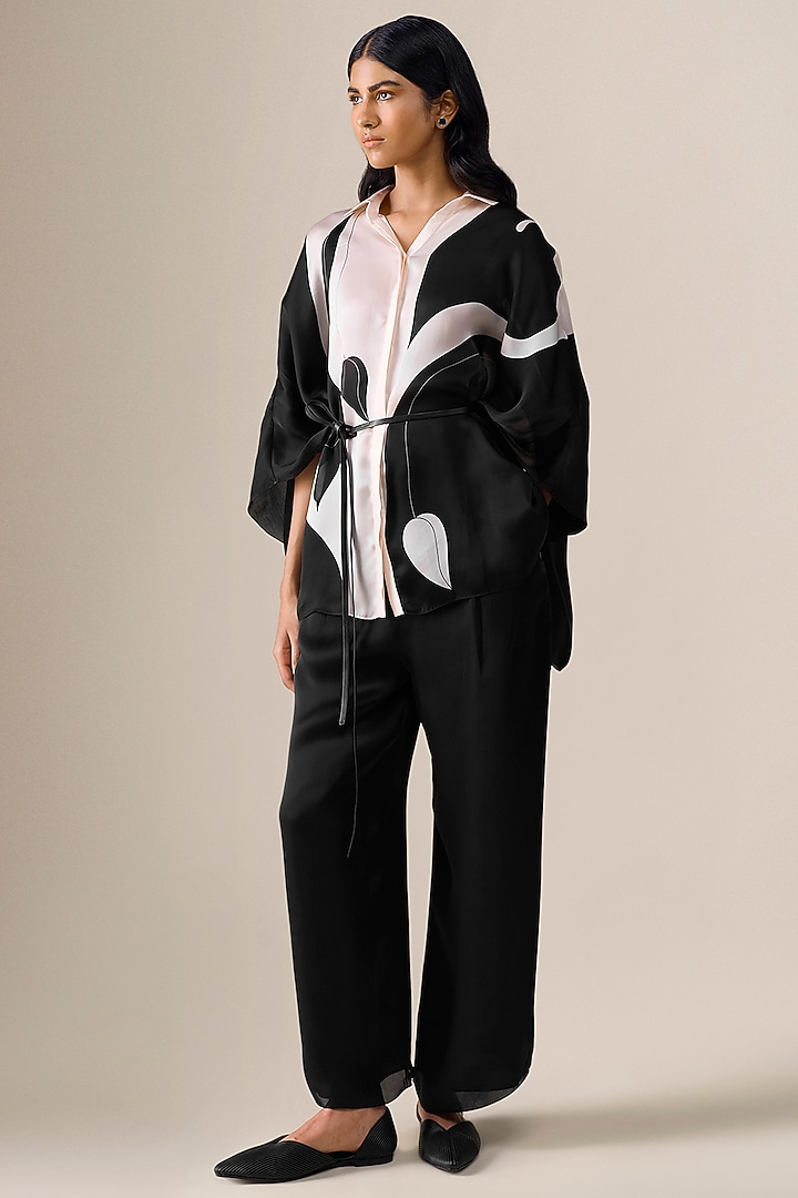 Black & Ivory Satin Organza Co-Ord Set by AMPM at Pernia's Pop Up Shop