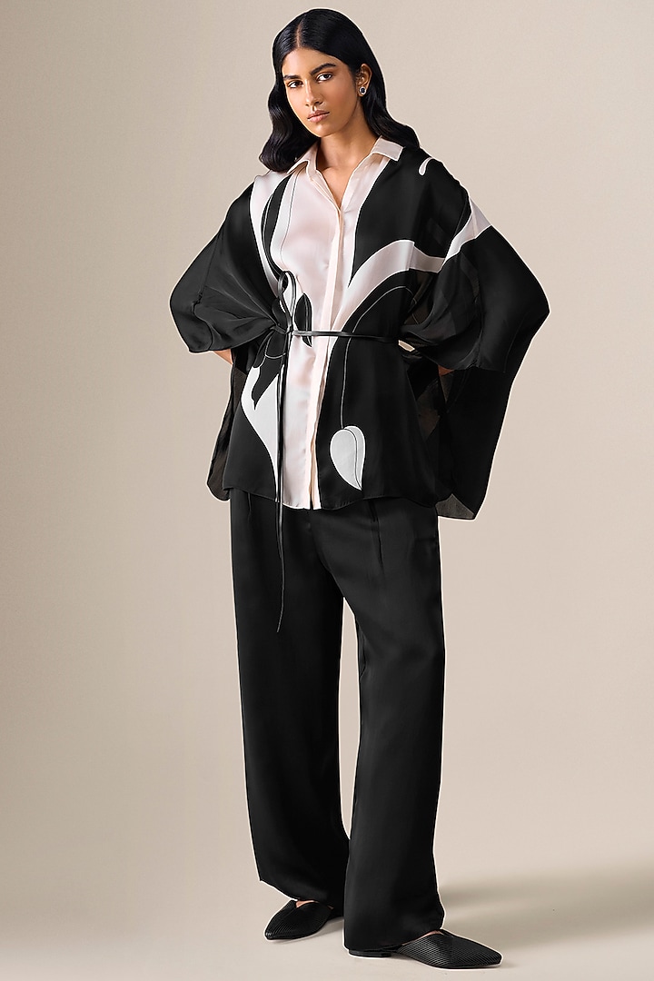 Black & Ivory Satin Organza Co-Ord Set by AMPM at Pernia's Pop Up Shop