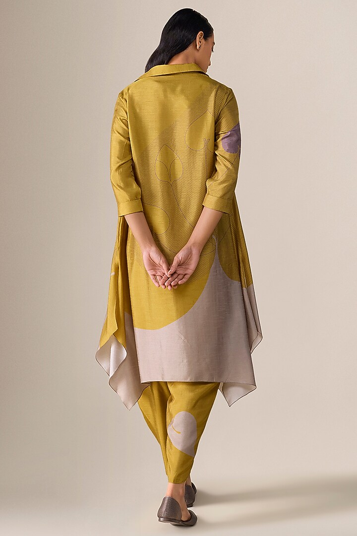 Mustard Yellow Raw Silk Tunic Set by AMPM at Pernia's Pop Up Shop