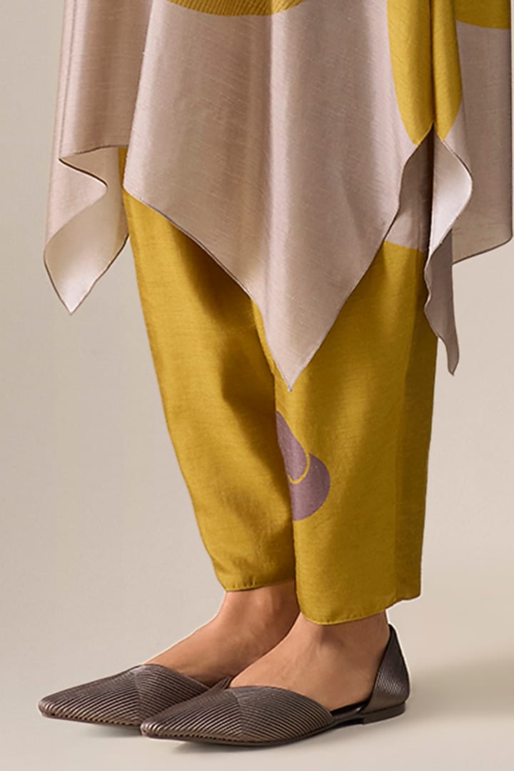 Mustard Yellow Raw Silk Tunic Set by AMPM at Pernia's Pop Up Shop