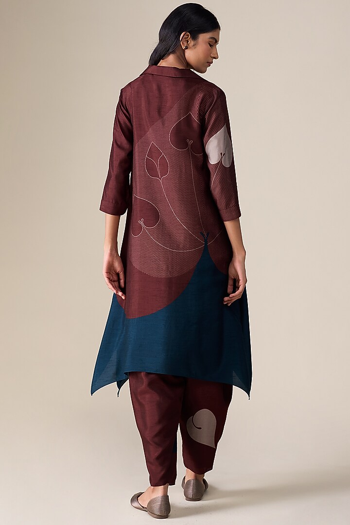 Burnt Red Raw Silk Tunic Set by AMPM at Pernia's Pop Up Shop