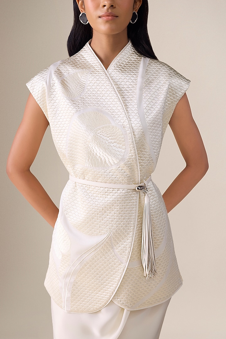 Ivory Satin Draped Skirt Set by AMPM at Pernia's Pop Up Shop