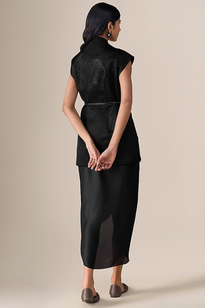 Black Satin Draped Skirt Set by AMPM at Pernia's Pop Up Shop