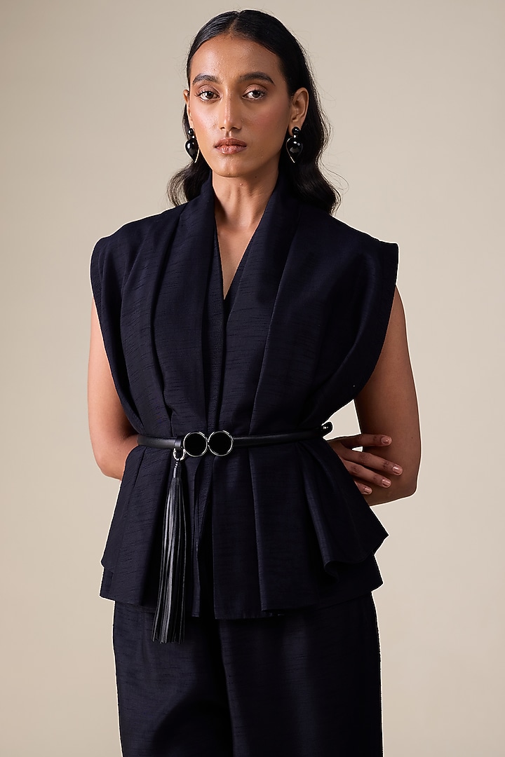 Black Raw Silk Co-Ord Set by AMPM at Pernia's Pop Up Shop