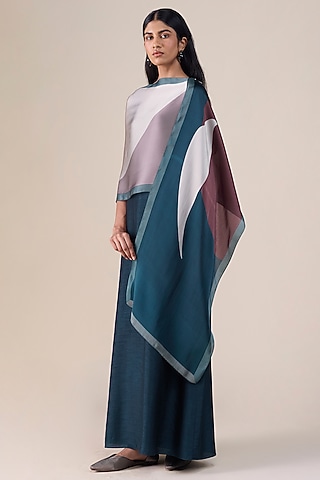 Multi-Colored Satin Organza Scarf by AMPM