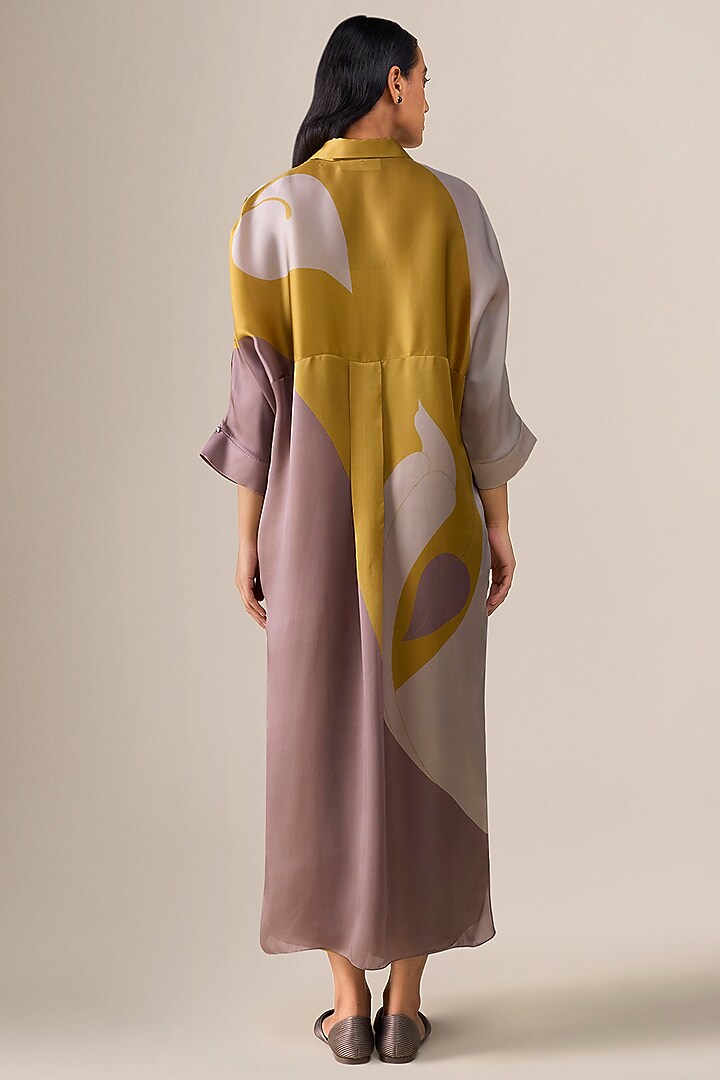 Mustard Yellow Satin Organza Tunic Set by AMPM at Pernia's Pop Up Shop