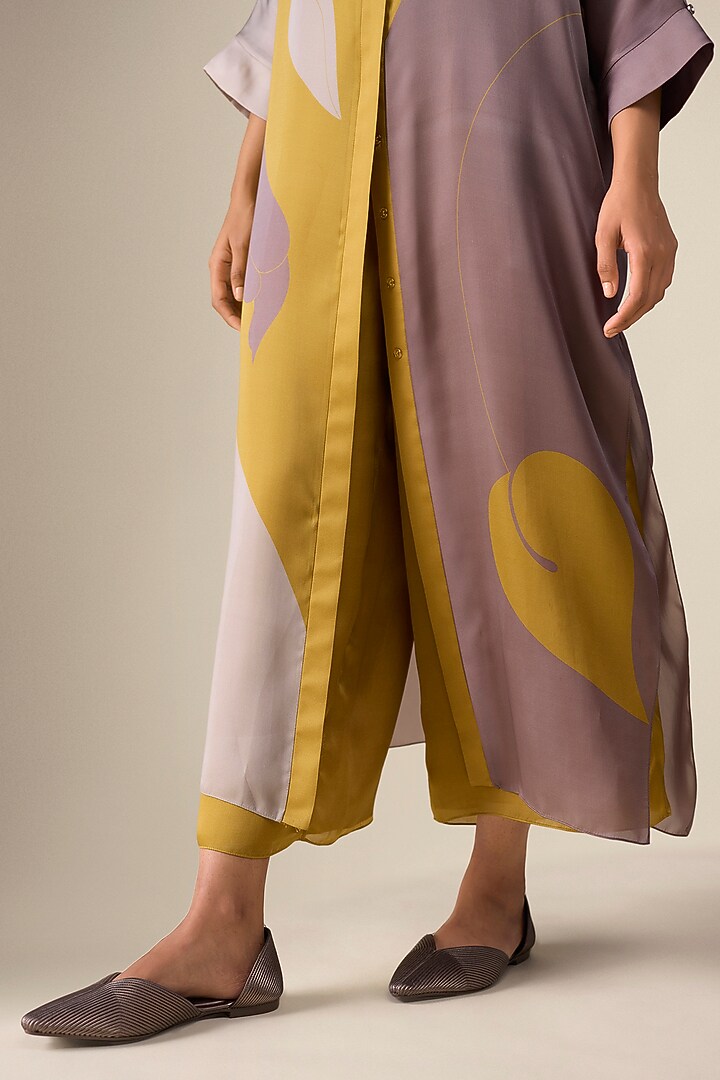Mustard Yellow Satin Organza Tunic Set by AMPM at Pernia's Pop Up Shop