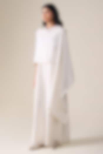 Ivory Silk Resham Embroidered Scarf by AMPM at Pernia's Pop Up Shop