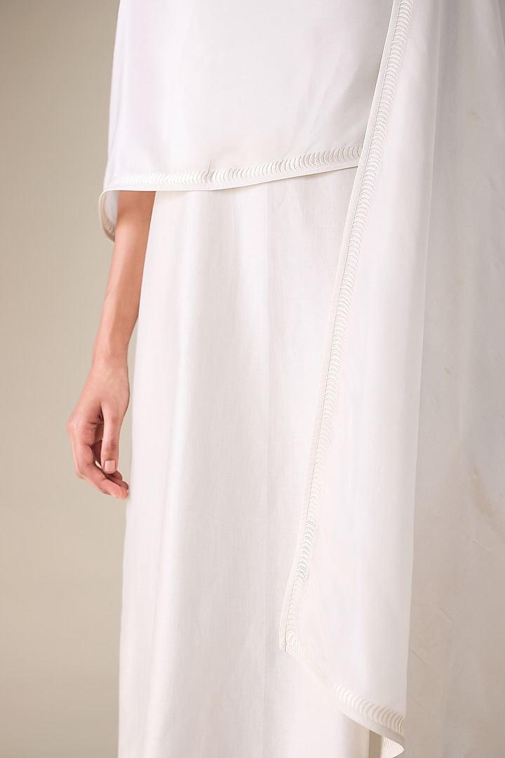Ivory Silk Resham Embroidered Scarf by AMPM at Pernia's Pop Up Shop