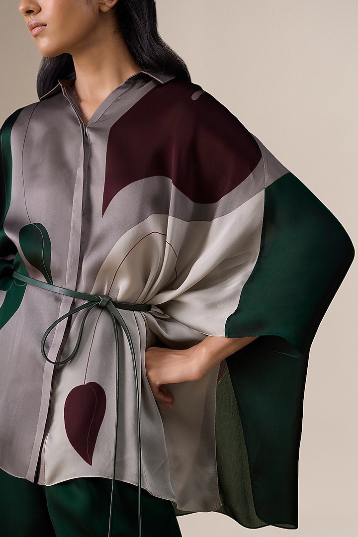 Bottle Green Satin Organza Co-Ord Set by AMPM at Pernia's Pop Up Shop