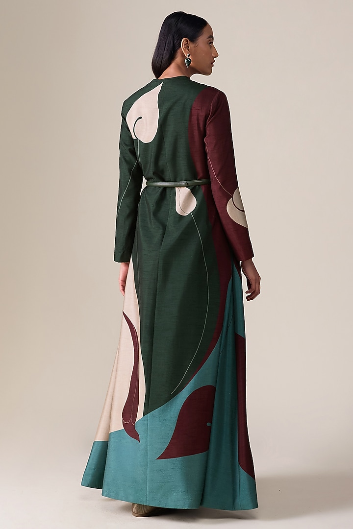 Multi-Colored Raw Silk Abaya Set by AMPM at Pernia's Pop Up Shop
