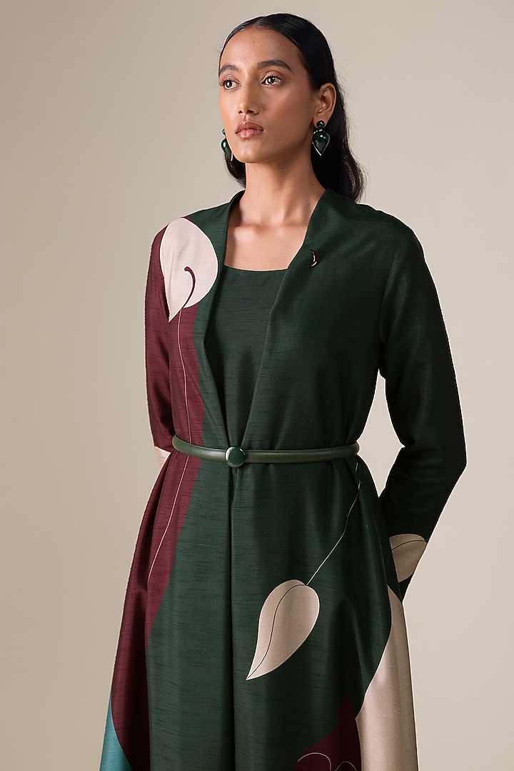 Multi-Colored Raw Silk Abaya Set by AMPM at Pernia's Pop Up Shop