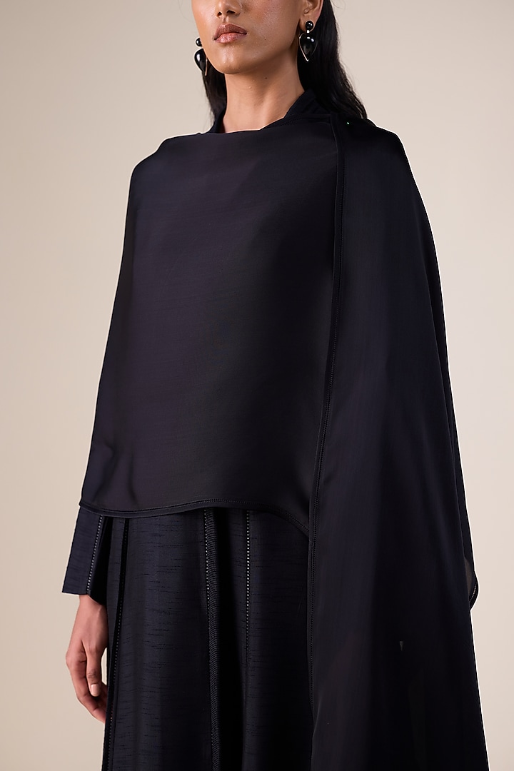 Black Satin Organza Scarf by AMPM at Pernia's Pop Up Shop