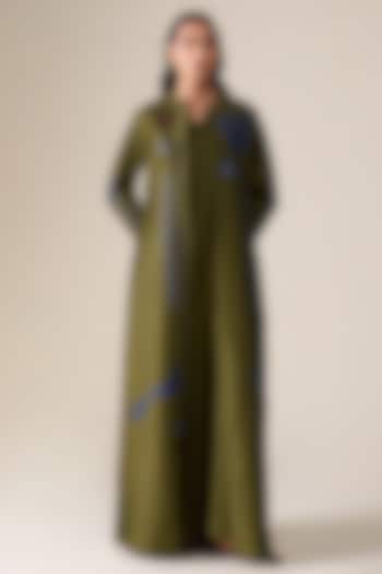 Olive Green Chanderi Abaya Set by AMPM at Pernia's Pop Up Shop