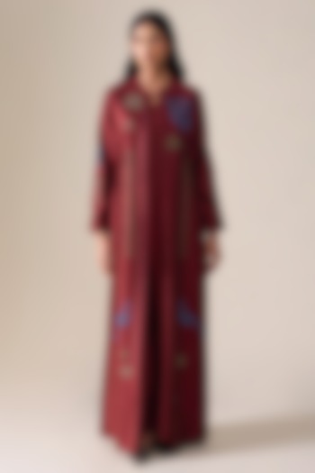 Red Chanderi Abaya Set by AMPM at Pernia's Pop Up Shop