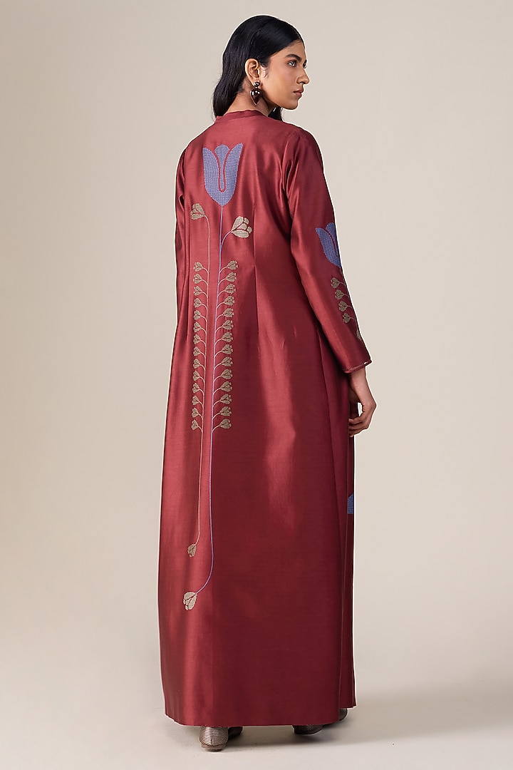 Red Chanderi Abaya Set by AMPM at Pernia's Pop Up Shop