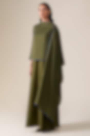 Olive Green Silk Scarf by AMPM at Pernia's Pop Up Shop