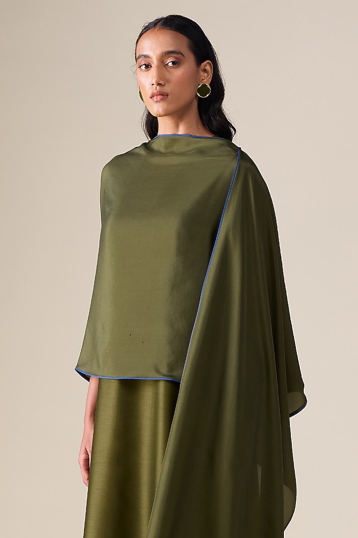 Olive Green Silk Scarf by AMPM at Pernia's Pop Up Shop