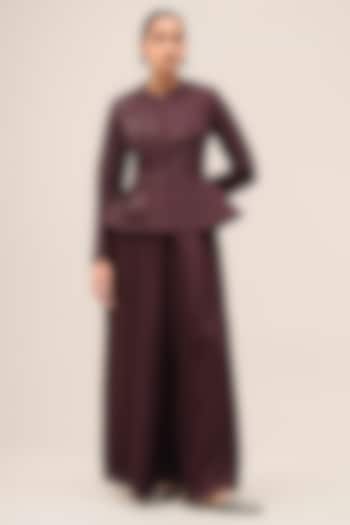 Burgundy Shantoon Dori Embroidered Co-Ord Set by AMPM at Pernia's Pop Up Shop