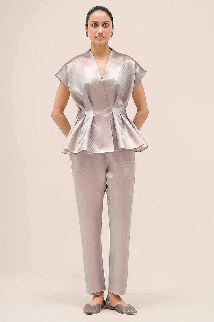 Silver Metallic Fabric Co-Ord Set by AMPM at Pernia's Pop Up Shop