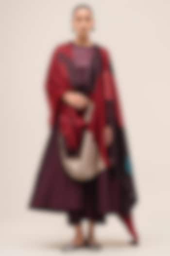 Burgundy Chanderi Kurta Set by AMPM at Pernia's Pop Up Shop