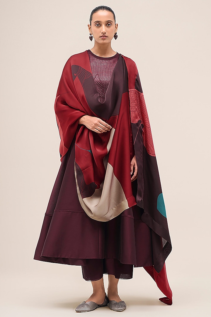 Burgundy Chanderi Kurta Set by AMPM at Pernia's Pop Up Shop