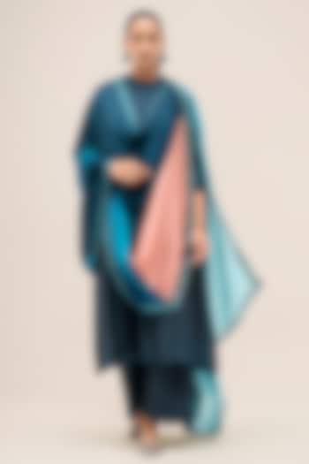 Navy Chanderi Kurta Set by AMPM at Pernia's Pop Up Shop