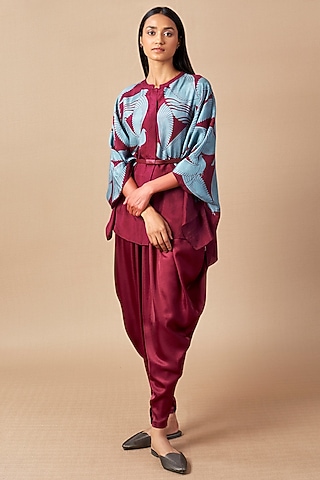 Purple Printed Kaftan Set by AMPM