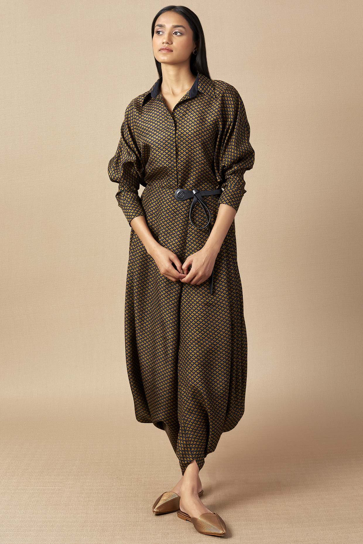 Black Printed Dhoti Pant Set by AMPM at Pernia's Pop Up Shop
