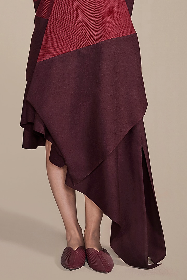 Maroon Woolen Embossed Embroidered Jacket Set by AMPM at Pernia's Pop Up Shop