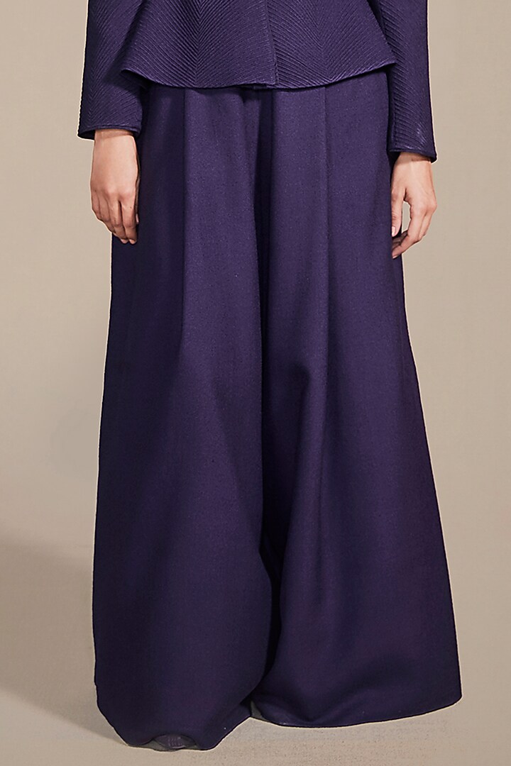 Deep Purple Pure Wool Embossed Embroidered Jacket Set by AMPM at Pernia's Pop Up Shop