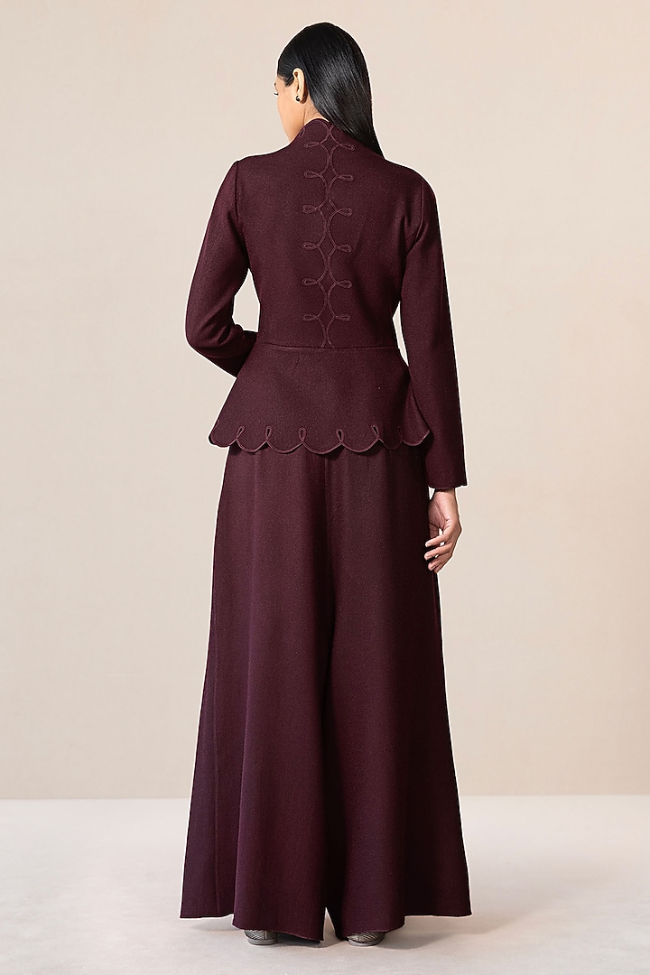 Burgundy Wool Palazzo Pant Set by AMPM at Pernia's Pop Up Shop