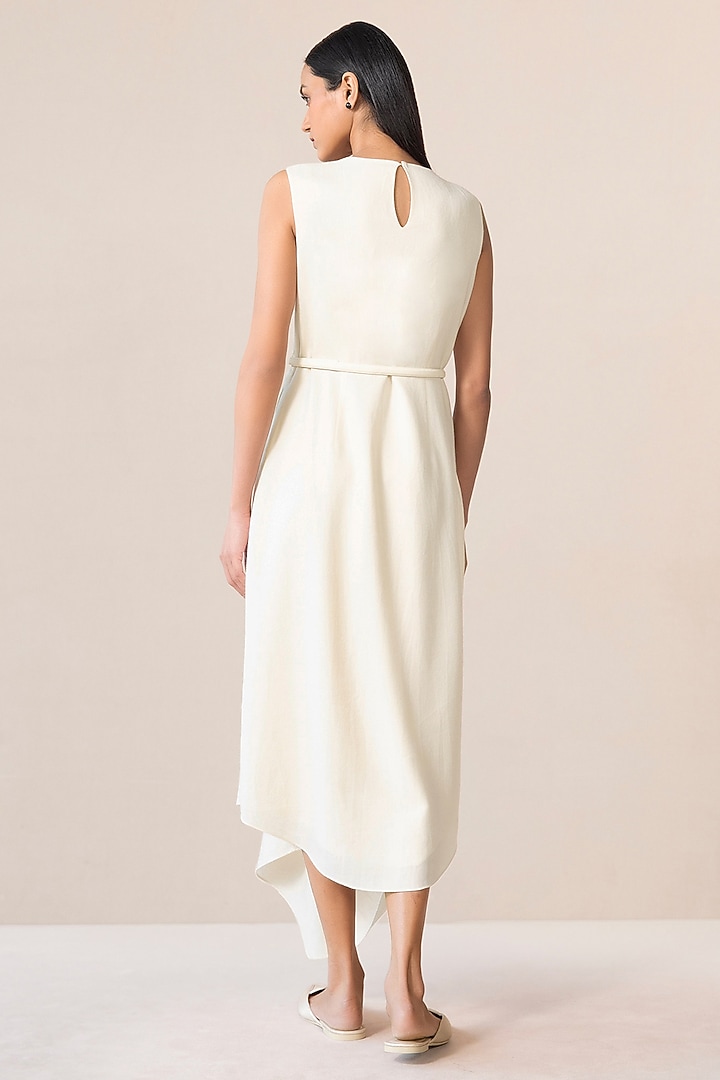 Ivory Wool Maxi Cocktail Dress With Embroidered Jacket by AMPM at Pernia's Pop Up Shop