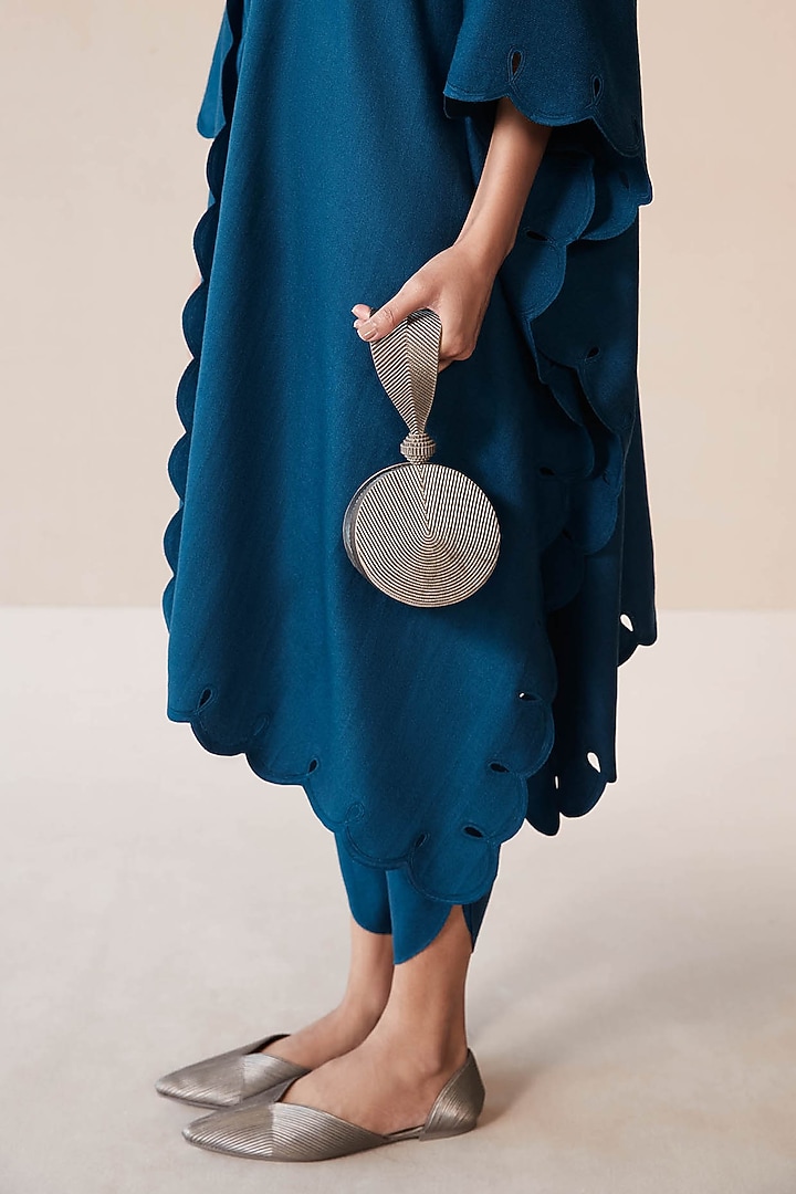 Teal Wool Cutwork Cape Set by AMPM at Pernia's Pop Up Shop