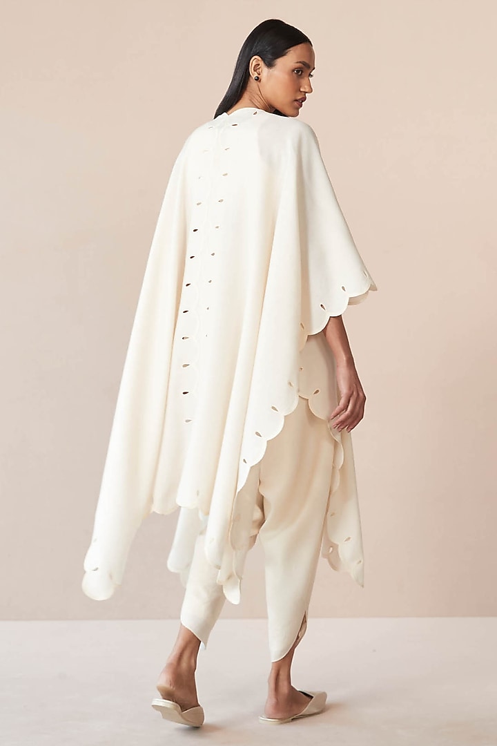 Ivory Wool Cutwork Cape Set by AMPM at Pernia's Pop Up Shop