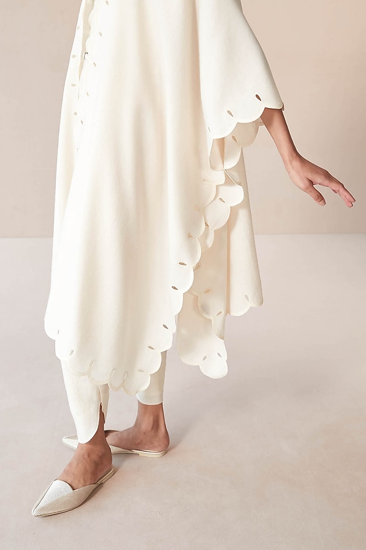 Ivory Wool Cutwork Cape Set by AMPM at Pernia's Pop Up Shop