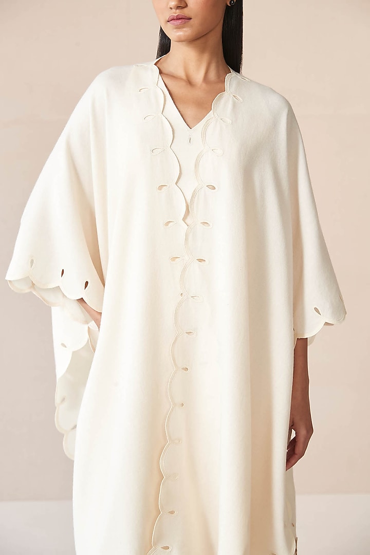 Ivory Wool Cutwork Cape Set by AMPM at Pernia's Pop Up Shop