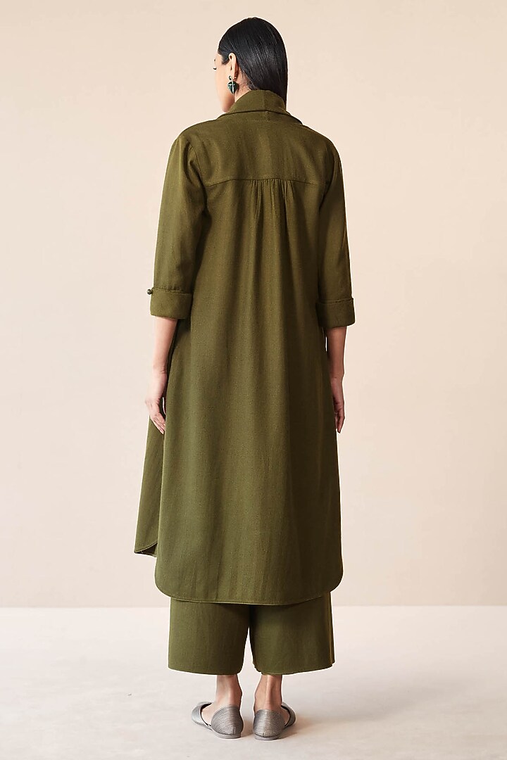 Olive Wool Throw Jacket Set by AMPM at Pernia's Pop Up Shop