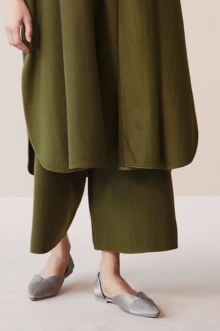 Olive Wool Throw Jacket Set by AMPM at Pernia's Pop Up Shop
