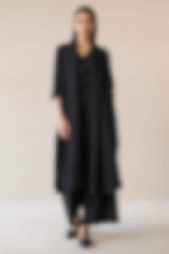 Black Wool Throw Jacket Set by AMPM at Pernia's Pop Up Shop