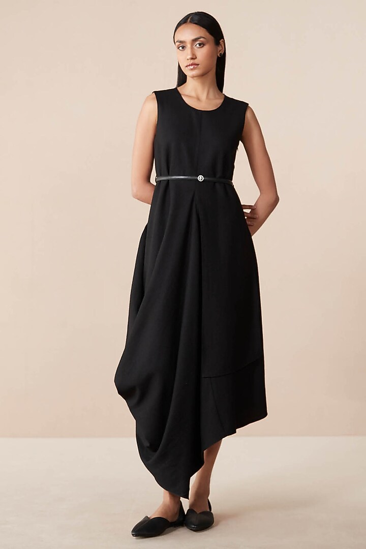 Black Wool Resham Embroidered Jacket Party Wear Dress by AMPM at Pernia's Pop Up Shop