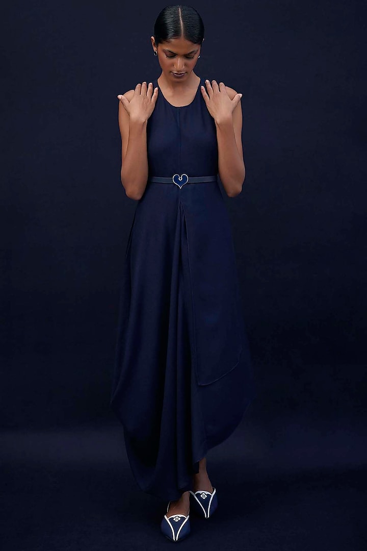 Navy Blue Woolen Dress by AMPM