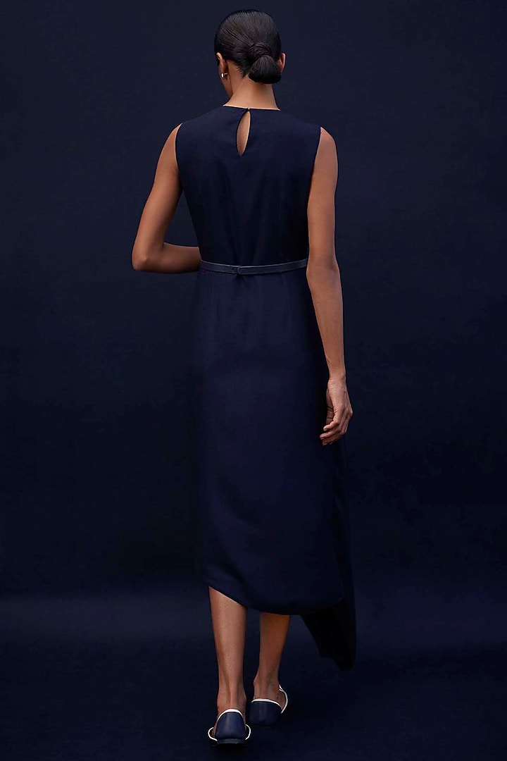 Navy Blue Woolen Vacation Dress by AMPM at Pernia's Pop Up Shop