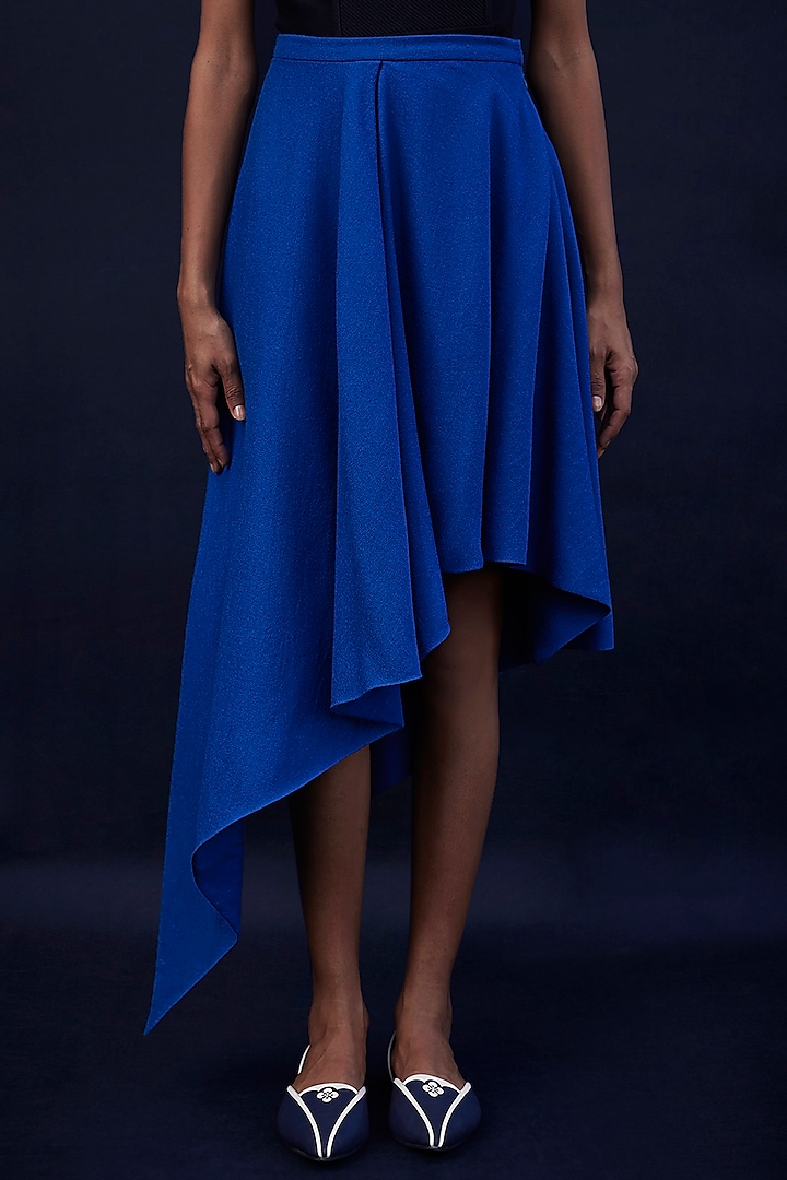 Electric Blue Embroidered Skirt by AMPM
