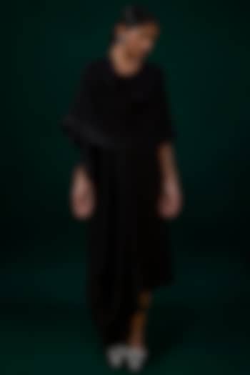 Black Embroidered Scarf by AMPM Accessories