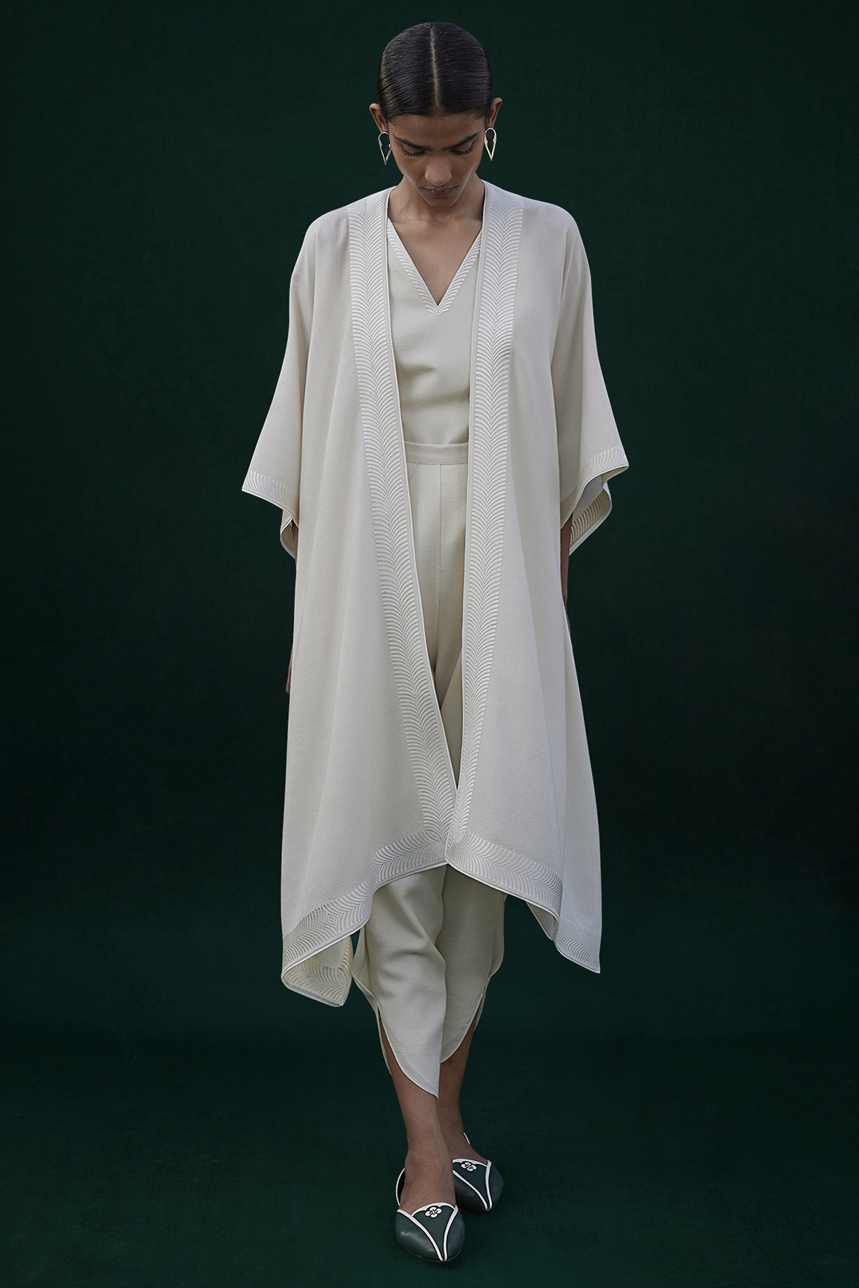 Ivory Embroidered Jacket by AMPM