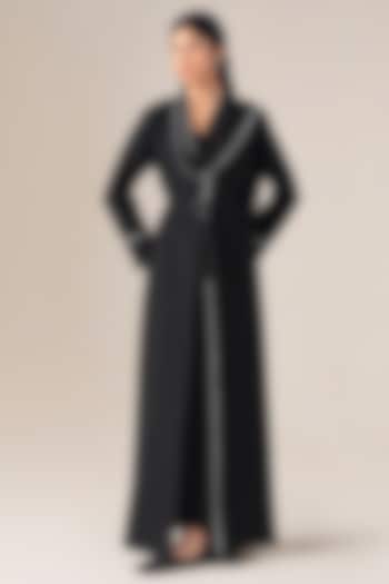 Black Wool Abaya Jacket Set by AMPM at Pernia's Pop Up Shop