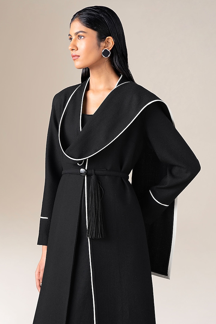 Black Wool Abaya Jacket Set by AMPM at Pernia's Pop Up Shop