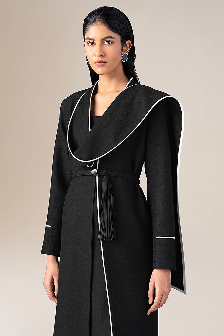 Black Wool Abaya Jacket Set by AMPM at Pernia's Pop Up Shop