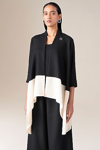Black Wool Throw Jacket by AMPM